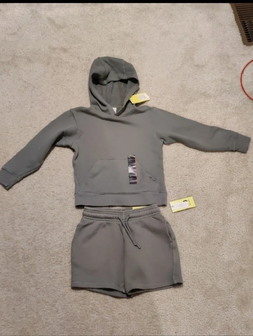 New!All In Motion Boys Sage Green French Terry Hoodie & Shorts Set Y2K Cottageco